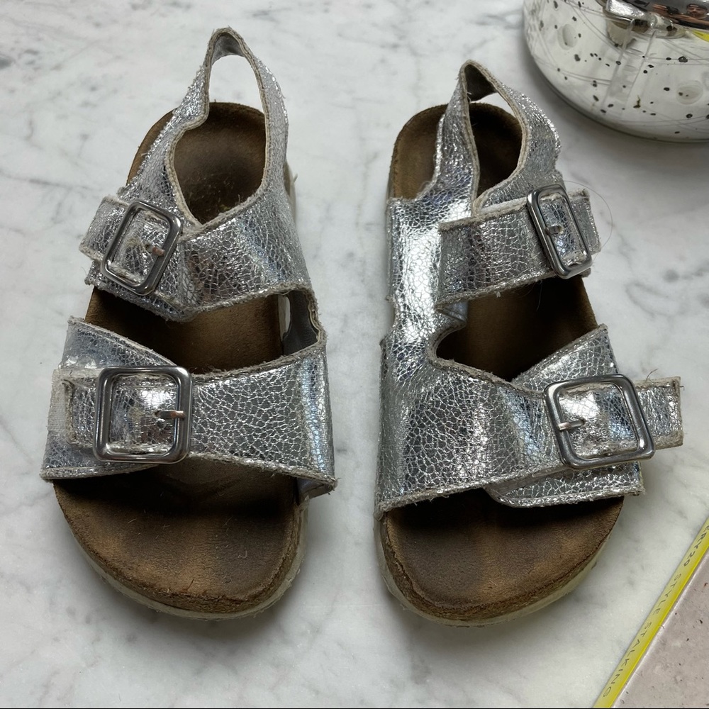 Lil Jill Slip-On Velcro Silver Metallic Sandals